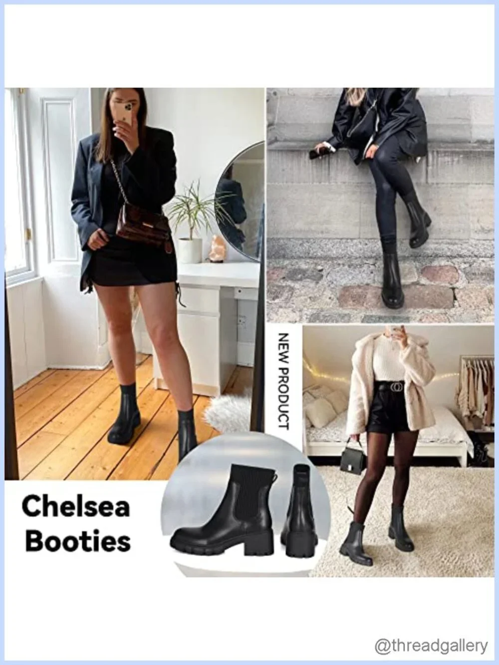 Women's Chelsea Boots Slip On Platform Ankle Boots Lug Sole Chunky Booties